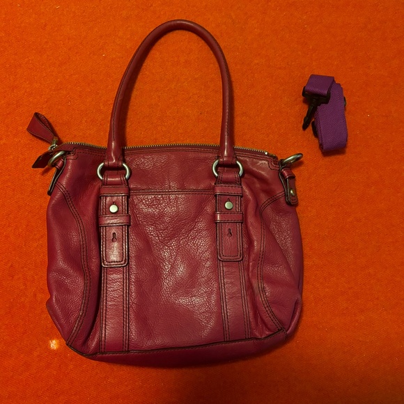 Fossil raspberry hot pink real leather purse bag EUC - Picture 6 of 12